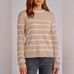 Calson Cashmere beige and white striped sweater